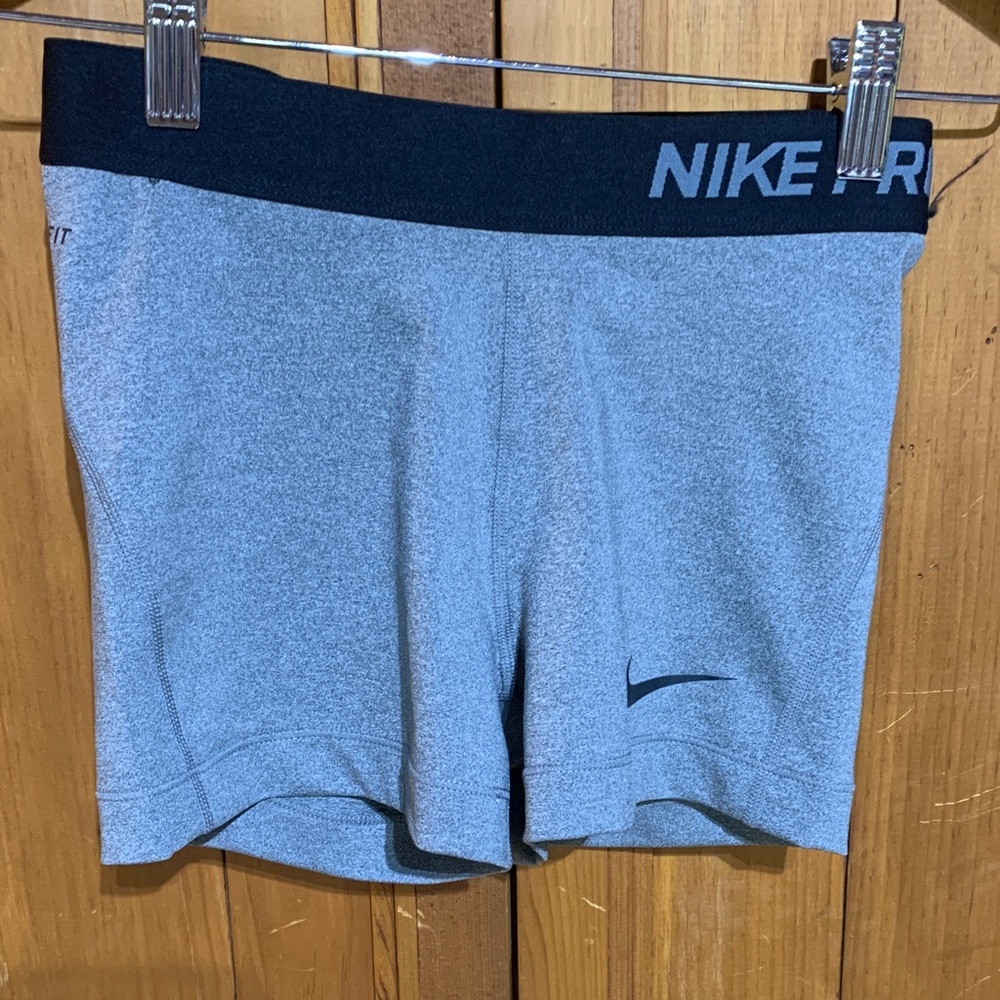Nike Heather Gray Athletic Shorts with Black Waistband